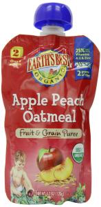 Thực phẩm dinh dưỡng Earth's Best Organic Fruit & Grain Puree Baby Food, Apple Peach Oatmeal, 4.2 Ounce (Pack of 12)