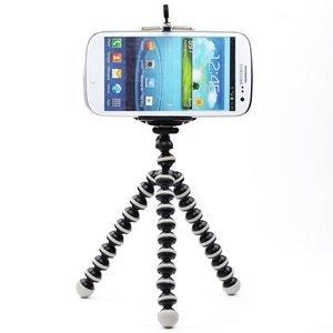 Case Star Black & White Octopus Style Portable and adjustable Tripod Stand with Mount / Holder for iPhone, Cellphone 4/4S/5 ,Camera with Case Star Velvet Bag