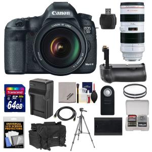 Máy ảnh Canon EOS 5D Mark III Digital SLR Camera with EF 24-105mm L IS & 70-200mm f/2.8L USM Lens + 64GB Card + Grip + Battery & Charger + Case + Tripod Kit