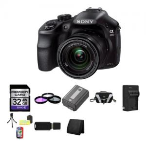 Máy ảnh Sony A3000, ILCE-3000K, ILCE-3000KB, 20. 1MP Interchangeable Lens Camera with 18-55mm Zoom Lens (Black) 32GB Package 2