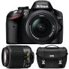 Máy ảnh Nikon D3200 Digital SLR Camera & 18-55mm & 55-200mm DX AF-S Zoom Lens and Case with 32GB Card + Filters + Flash + Tripod + Tele/Wide Lens Kit