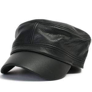 Mũ ililily Vintage Genuine Leather Military Cadet Cap Army Camo style Hats (cadet-504)