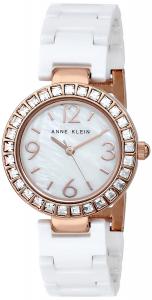 Đồng hồ Anne Klein Women's AK/1660RGWT [Amazon Exclusive] Rose Gold-Tone Swarovski Crystal Accented White Ceramic Bracelet Watch