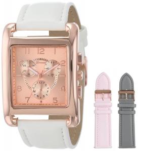 Đồng hồ Geneva Women's 2377-setE-GEN Gold-Tone Square Oversized Watch Set with Three Interchangeable Faux Leather Straps
