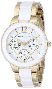 Đồng hồ Anne Klein Women's AK/1628WTGB Multi-Function Gold-Tone and White Ceramic Bracelet Watch