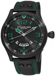 Đồng hồ Stuhrling Original Men's 141A.335571 Leisure Eagle Brigade Swiss Quartz Date Black Leather Strap Watch