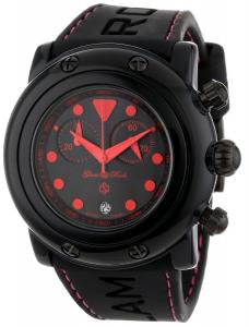 Đồng hồ Glam Rock Women's GR61113-PNKST Miami Beach Chronograph Black Textured Dial Black Silicone Watch