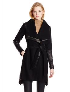 Áo khoác Badgley Mischka Women's Lori Belted Wool Cashmere Coat with Leather Trim