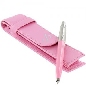 Bút Parker Jotter Pink Ribbon Retractable Pen, Blue Ink w/ Pink Leather Single/Double Pen Pouch