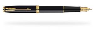 Bút Parker Sonnet Lacquer Fountain Pen Fine Point (Nib)  with Golden Trim, Black S0808700