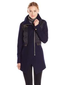 Áo khoác French Connection Women's Mixed Media Cutaway Coat