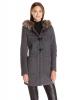 Áo khoác BCBGeneration Women's Wool Toggle Coat with Fur-Trimmed Hood