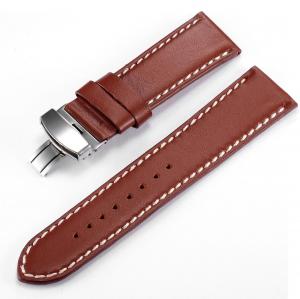 Quai đồng hồ KS Luxury 24mm Genuine Brown Leather Deployment Clasp Watch Band Strap WB2411