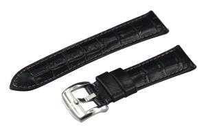 Quai đồng hồ SR Black w/ Purple Stitching Italian Calfskin Crocodile Grain 20mm Watch Strap w/ Stainless Steel Buckle