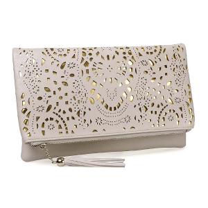 Ví nữ BMC Womens Perforated Cut Out Gold Accent Foldover Pouch Fashion Clutch Handbag