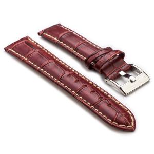 Quai đồng hồ StrapsCo Premium Burgundy Croc Embossed Leather Watch Strap size 20mm