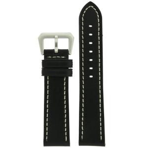 Quai đồng hồ Watch Band Leather Black White Stitching Heavy Buckle Mens 20 millimeter
