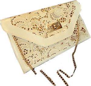 Ví nữ Buenocn Women Faux Leather Retro Hollow Envelope Clutch Chain Handbag Ls0361