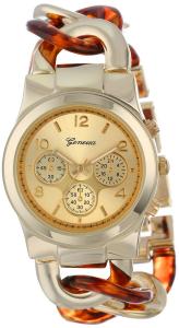 Đồng hồ Geneva Women's 2379-Gold/Tort-GEN Oversized Interlocked Chain Band Watch