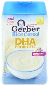 Thực phẩm dinh dưỡng Gerber Baby Cereal DHA and Probiotic Rice, 8 Ounce (Pack of 6)
