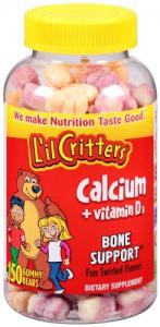 Thực phẩm dinh dưỡng L'il Critters Calcium Gummy Bears with Vitamin D3, Fun Swirled Flavor, 150-Count