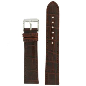 Quai đồng hồ Watch Band Crocodile Grain Brown Leather Padded Strap Mens 24 millimeter