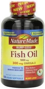 Thực phẩm dinh dưỡng Nature Made Burp-less Fish Oil, 1000 Mg, 300 mg Omega-3, 150 Liquid Softgels