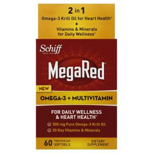 Thực phẩm dinh dưỡng MegaRed Omega 3 Krill Oil + Multivitamin Supplement, 60 Count