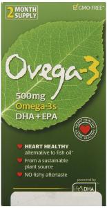 Thực phẩm dinh dưỡng Ovega-3 Vegetarian Softgels, 500 mg, 60 Count