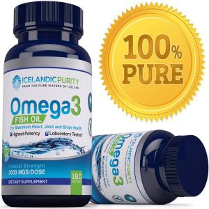 #1 RATED - Omega 3 Fish Oil Pills (180 Count) - From Pure ICELAND Waters - Best Quality on Amazon - 4 TIMES STRONGER Than Most Store Brand Fish Oil Supplements (3,000 mg Omega 3 Fatty Acids: 600mg DHA + 900 mg EPA per Serving) - 3rd Party Laboratory Teste