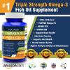 Thực phẩm dinh dưỡng Best Omega 3 Fish Oil Supplements - Triple Strength High DHA & EPA - Burpless Formula - 100% Money Back Guarantee! Even Great for Dogs and Cats!