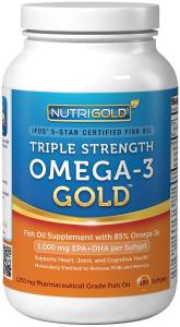 Thực phẩm dinh dưỡng Nutrigold Triple Strength Omega-3 Gold (1,060 mg Omega-3s per softgel), 1250 mg, 180 softgels
