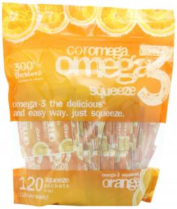 Thực phẩm dinh dưỡng Coromega Omega3 Squeeze Packets, Orange, 120-Count