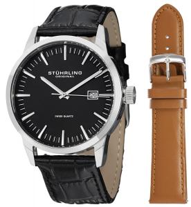 Đồng hồ Stuhrling Original Men's 555A.01 Classic Ascot II  Swiss Quartz Date Black Dial Strap Set Watch