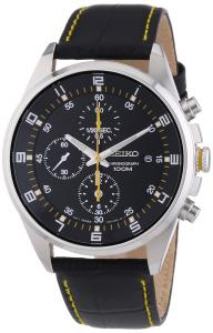 Đồng hồ Seiko Men's SNDC89P2 Leather Synthetic Analog with Black Dial Watch
