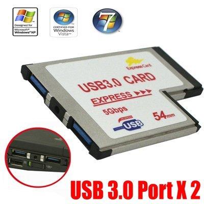 USB Card 3.0 GMYLE(TM) 5Gbps BC618T 54mm 2 Port USB 3.0 Laptop Express Card support win7