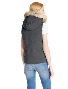 U.S. Polo Assn. Women's Poly Air Touch Front and Cable Knit Back Hooded Vest