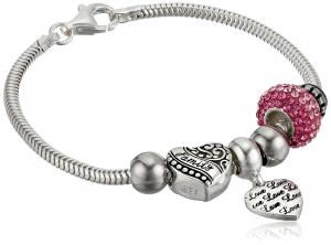 Sterling Silver "Love" and "Family" Charm Bracelet