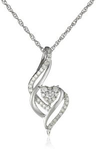 Sterling Silver Heart Diamond Pendant Necklace (1/5 cttw, I-J Color, I2-I3 Clarity), 18"
