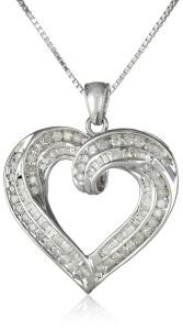Sterling Silver 1cttw Diamond Heart Pendant Necklace, 18"