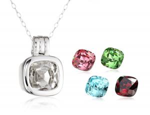 Sterling Silver Interchangeable Crystal Pendant Necklace