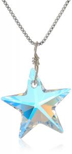 Sterling Silver Swarovski Elements Crystal Aurora Borealis Star Pendant Necklace, 18"