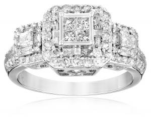 10k White Gold Diamond Engagement Ring (1 cttw, I-J Color, I2-I3 Clarity)