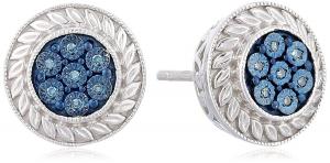Sterling Silver Blue Diamond Accent Stud Earrings