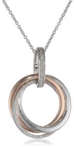 14k Rose Gold-Plated Sterling Silver and Diamond Circle Pendant Necklace (1/6 cttw, I-J Color, I2-I3 Clarity), 18"