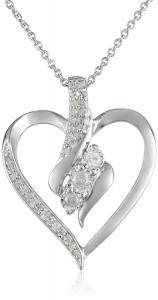 Sterling Silver Diamond Heart Pendant Necklace (1/4 cttw), 18"