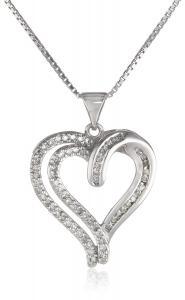 Sterling Silver Diamond Heart Pendant Necklace (1/3 cttw, I-J Color, I2-I3 Clarity), 18"