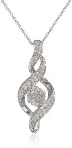 10k White Gold Diamond Infinity Pendant Necklace (1/4 Cttw), 18"