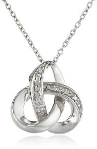 Sterling Silver Diamond Knot Pendant Necklace , 18"