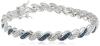 Sterling Silver Blue and White Swarovski Elements Crystal Alternating Twisted Tennis Bracelet, 7.25"